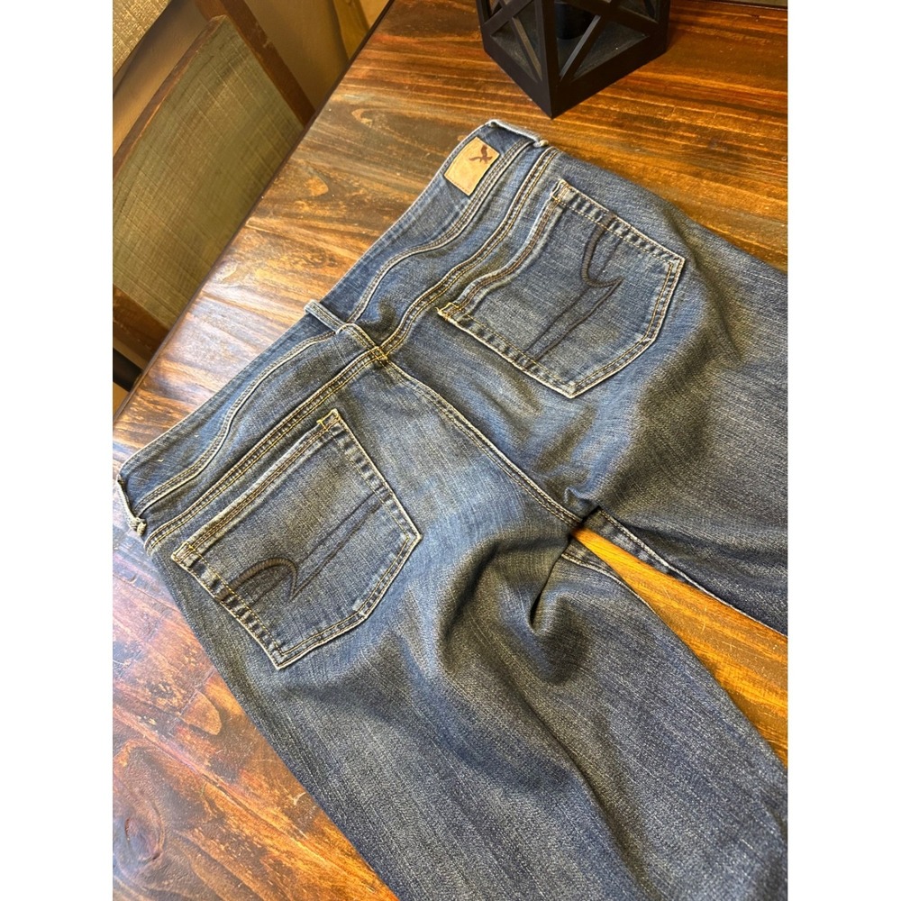 American Eagle Kick Boot‎ Stretch Jeans Womens 14 Medium Wash Distressed Bootcut - Picture 8 of 9